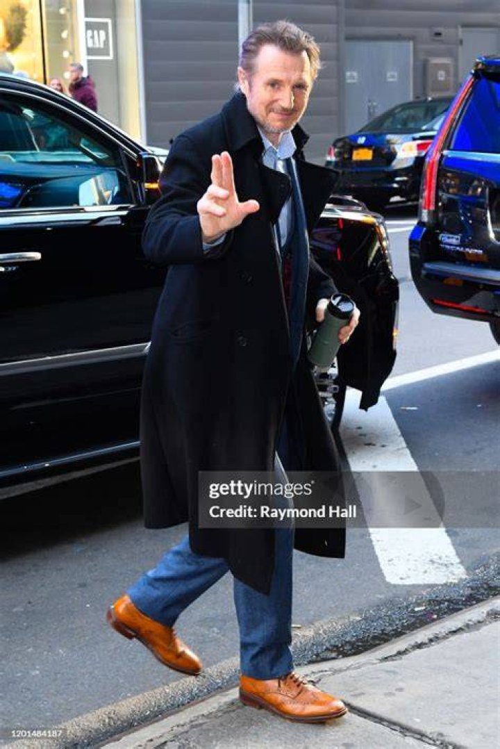 Liam Neeson is seen on February 15, 2023 in New York City. | Source: Getty Images