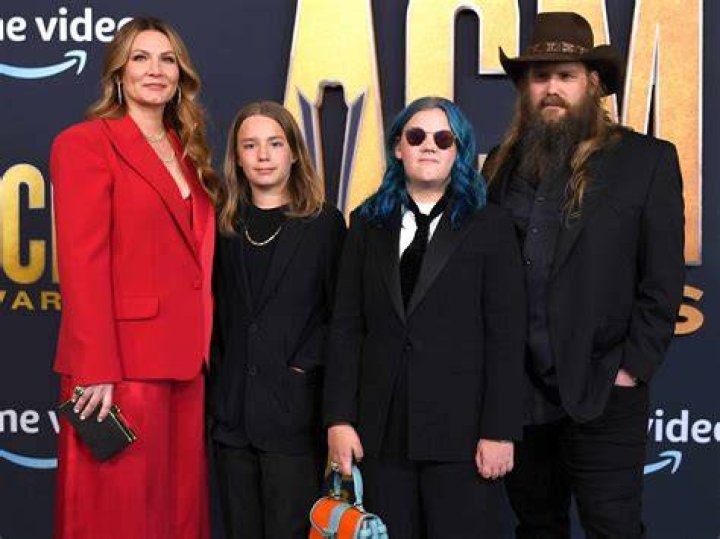 (L-R) Morgane Stapleton, Ada Stapleton, Wayland Stapleton and Chris Stapleton pose at the 57th Academy of Country Music Awards on March 7, 2022, in Las Vegas, Nevada | Source: Getty Images