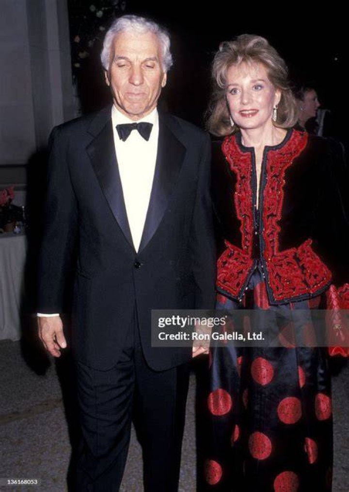 Merv Adelson and TV journalist Barbara Walters at the Preview Celebration of Newly Redecorated and Renamed The Grill Room at the Four Seasons Restaurant on March 2, 1987 at the Four Seasons Restaurant in New York City. | Source: Getty Images